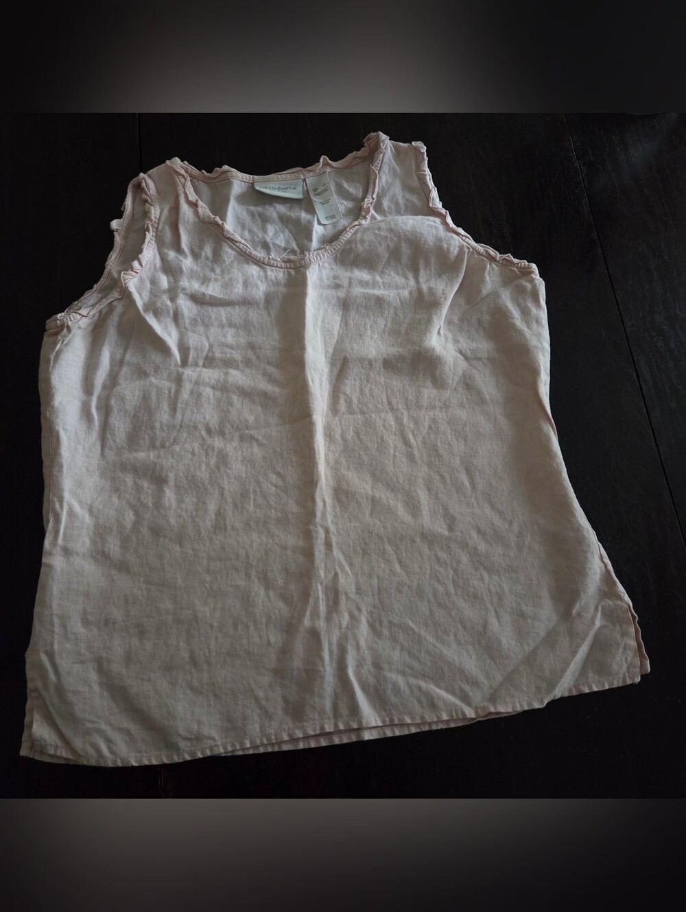 Liz Claiborne Light Pink Ruffle Trim Tank Top